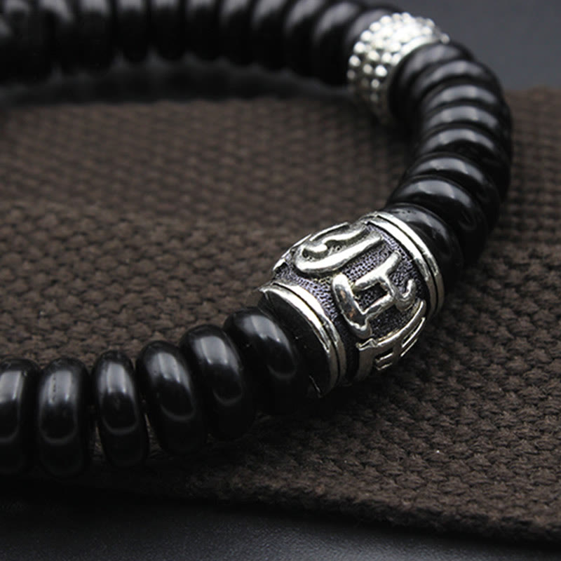 Braccialetto positivo Buddha Stones Natural Tibetan Coconut Shell Om Mani Padme Hum