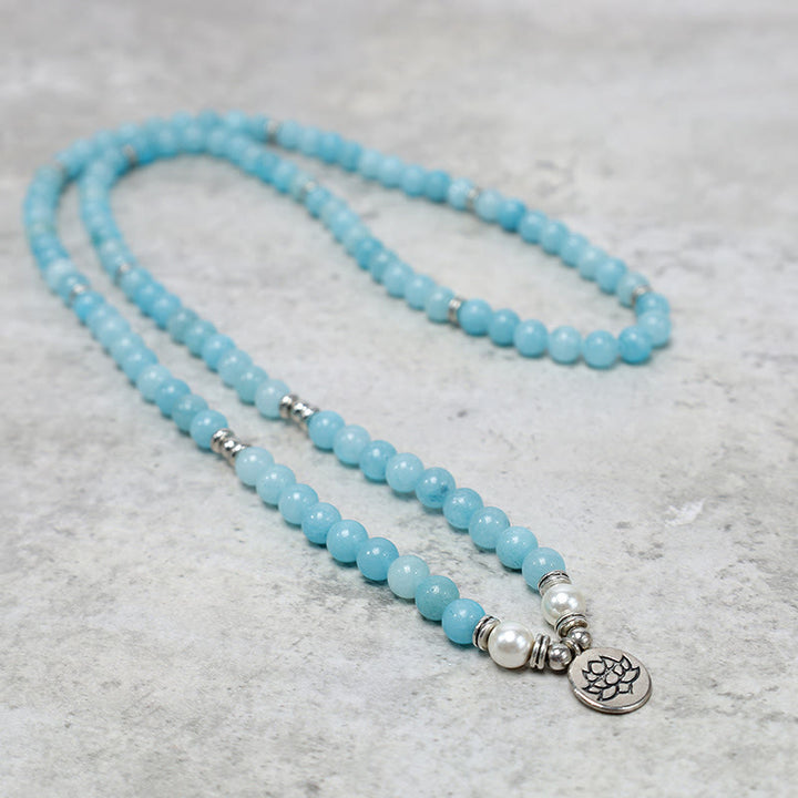Braccialetto Mala di loto con pietra di amazzonite naturale Buddha Stones - image 2
