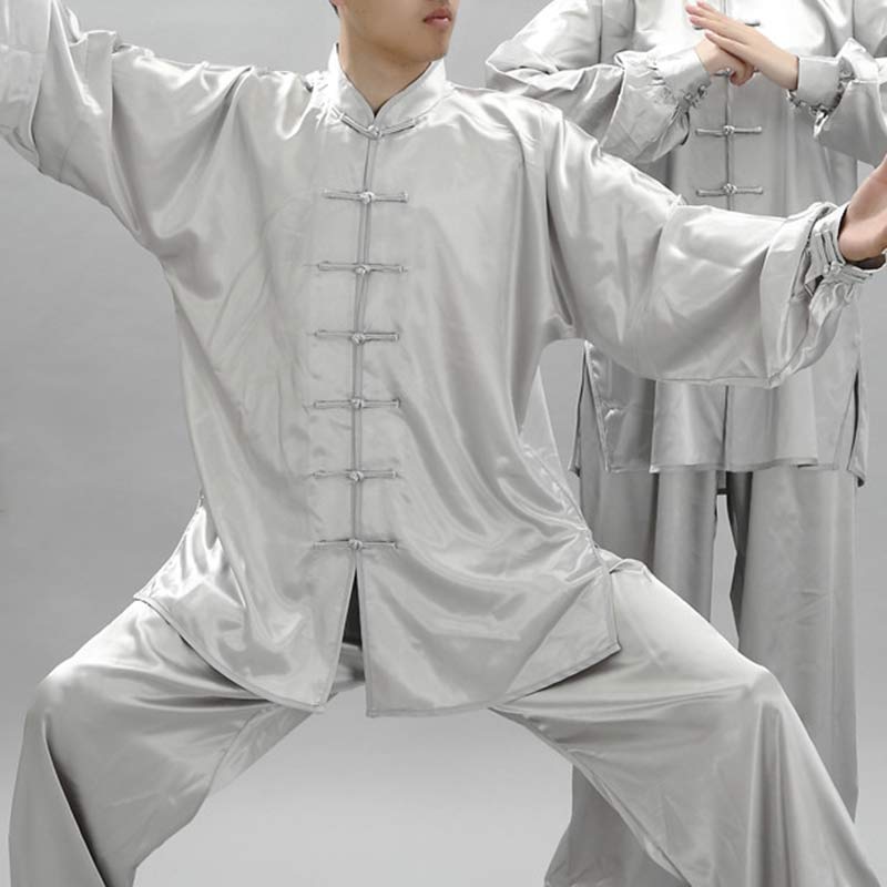 Buddha Stones Modello semplice Meditazione Preghiera Spirituale Zen Tai Chi Qigong Pratica Set di abbigliamento unisex - Grigio chiaro - 3XL- ADATTO A USA/ UK/AU/ EU- 2XL - image 15