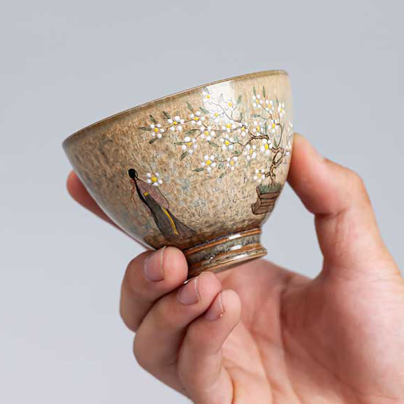 Buddha Stones Jingdezhen dipinte a mano Ru Kiln porcellana Hanfu ragazza fiore tazza da tè in ceramica Kung Fu tazze da tè