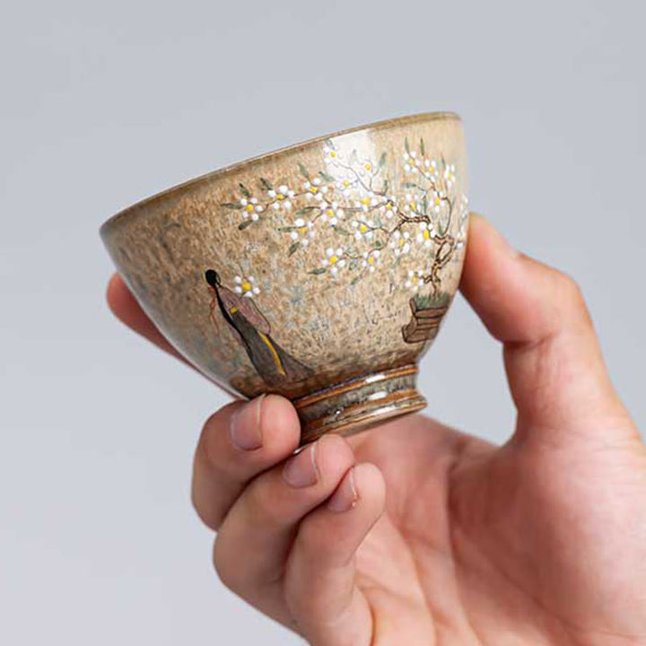 Buddha Stones Jingdezhen dipinte a mano Ru Kiln porcellana Hanfu ragazza fiore tazza da tè in ceramica Kung Fu tazze da tè