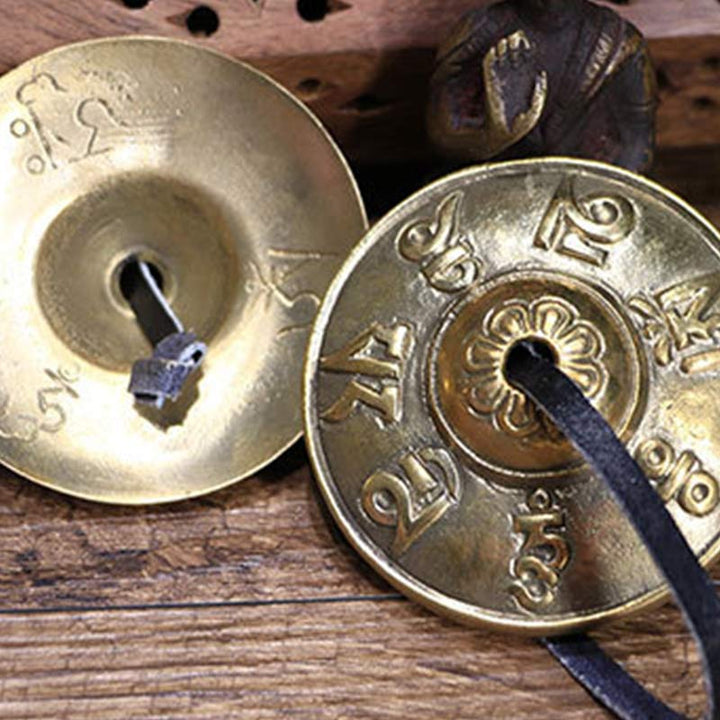 Buddha Stones Campana tibetana Tingsha Sei parole vere Drago Rame Bilancia Decorazione con borsa - image 8