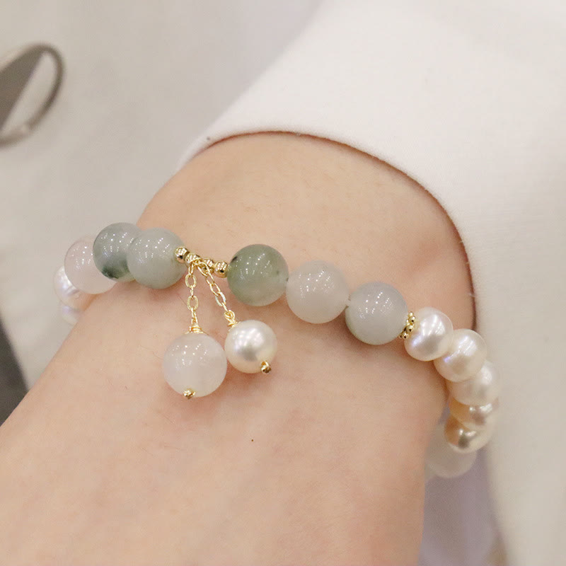 Braccialetto di sincerità di guarigione di perle naturali Buddha Stones Jade