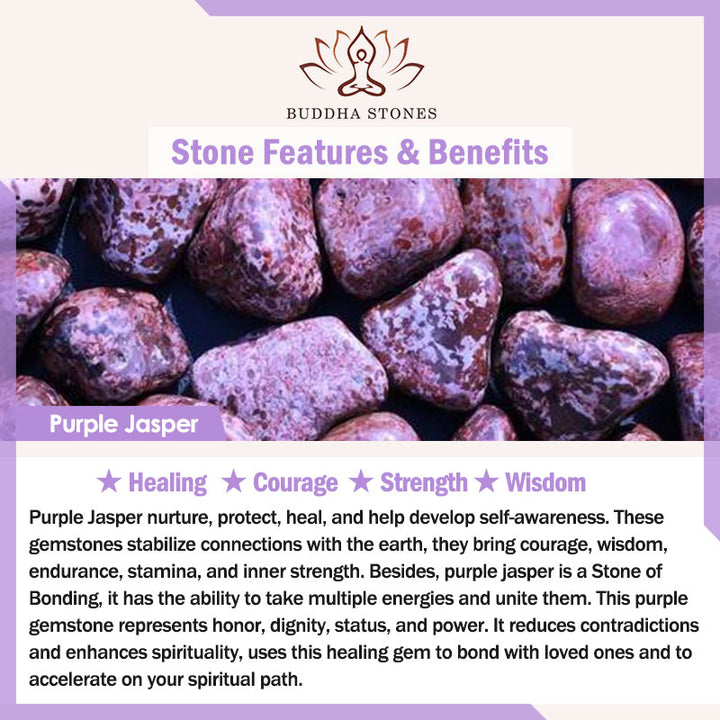 Braccialetto Mala con perline di diaspro viola Buddha Stones Strength