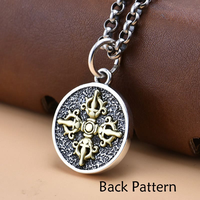Buddha Stones 925 Sterling Silver Zakiram Dea della Ricchezza Dorje Vajra Collana Pendente Spirituale - image 3