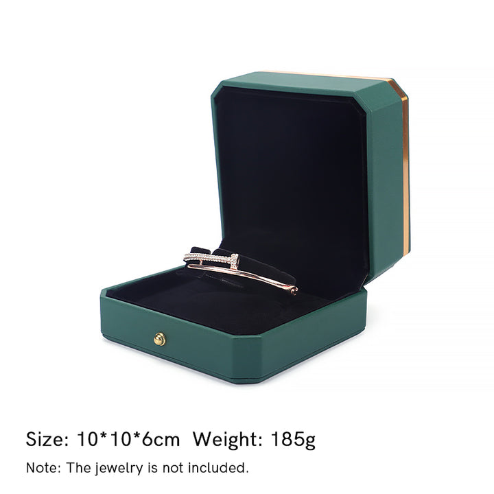 Scatola portaoggetti per gioielli in pelle PU, scatola regalo - Verde scuro - Scatola per braccialetti (10*10*6cm) - image 11