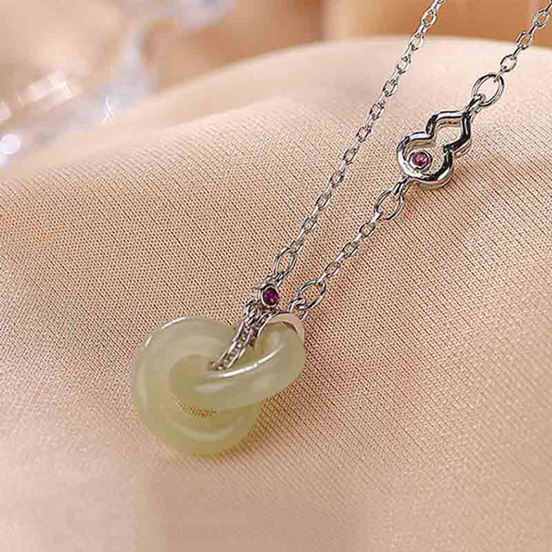 Collana con ciondolo a forma di catena con ciondolo rotondo in argento sterling 925 con Buddha Stones e giada fortunata e prospera - image 10