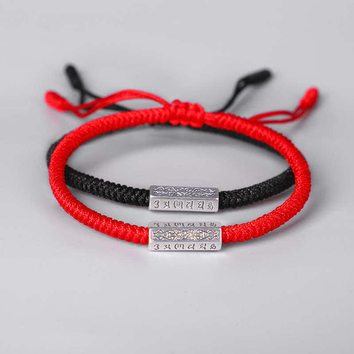 Braccialetto con corda rossa Buddha Stones Om Mani Padme Hum Luck Protection