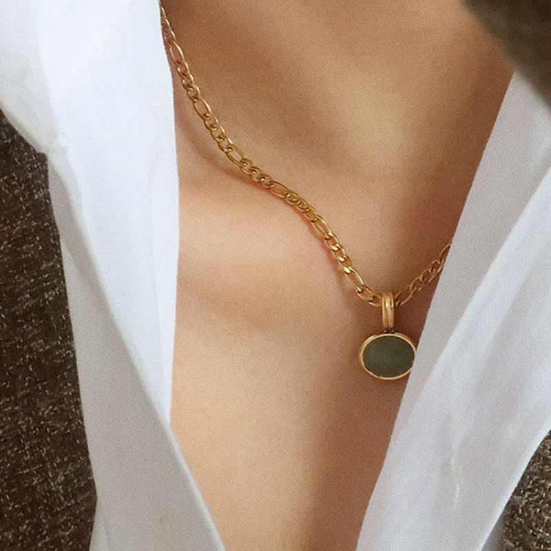 Collana con ciondolo in acciaio al titanio con resistenza turchese ovale