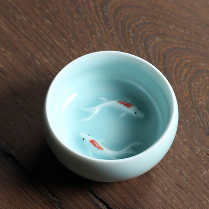 Buddha Stones Koi Fish colorato Tazza da tè in ceramica Kung Fu Tazza da tè Ciotola - image 29