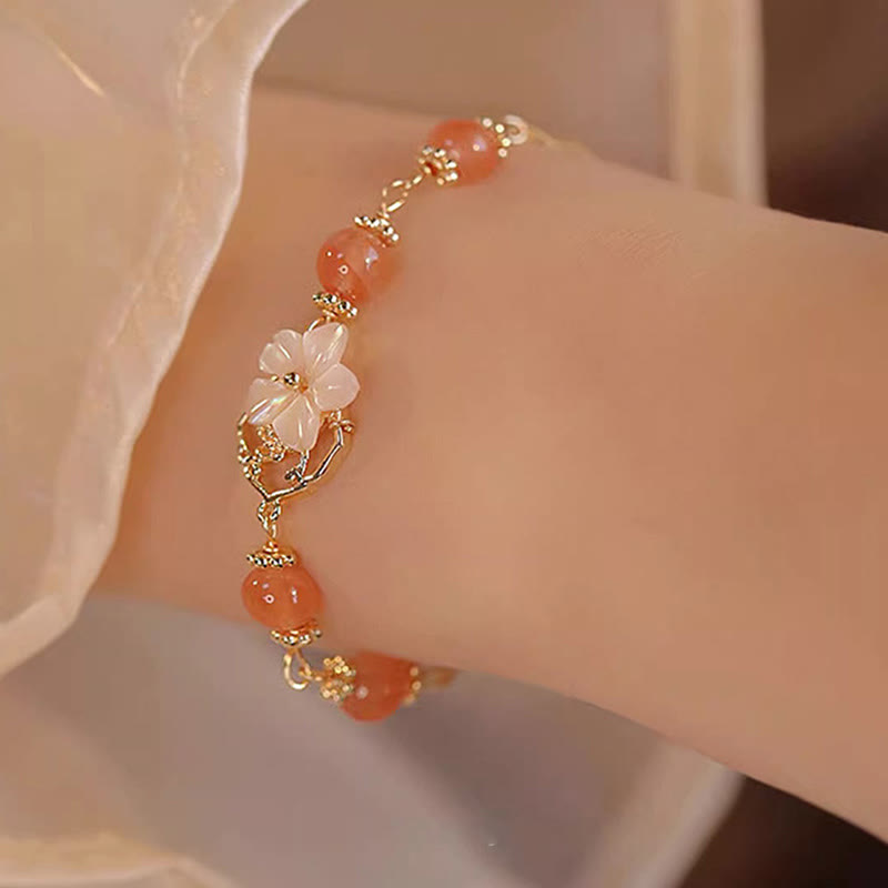 Braccialetto Buddha Stones Red Agate Tridacna Stone Flower Confidence