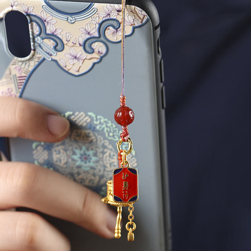 Buddha Stones Tibetano Om Mani Padme Hum Ruota della Preghiera Amuleto Ciondolo Protezione Telefono Appeso Decorazione