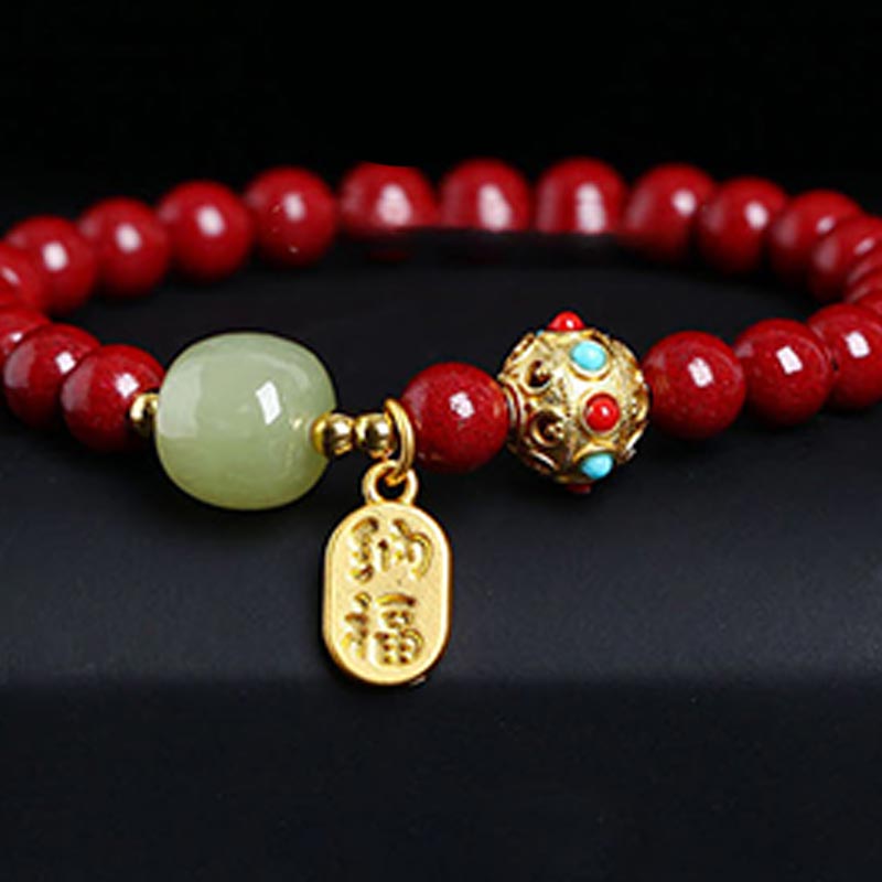 Braccialetto con ciondolo di protezione della fortuna in avventurina verde cinabro Buddha Stones
