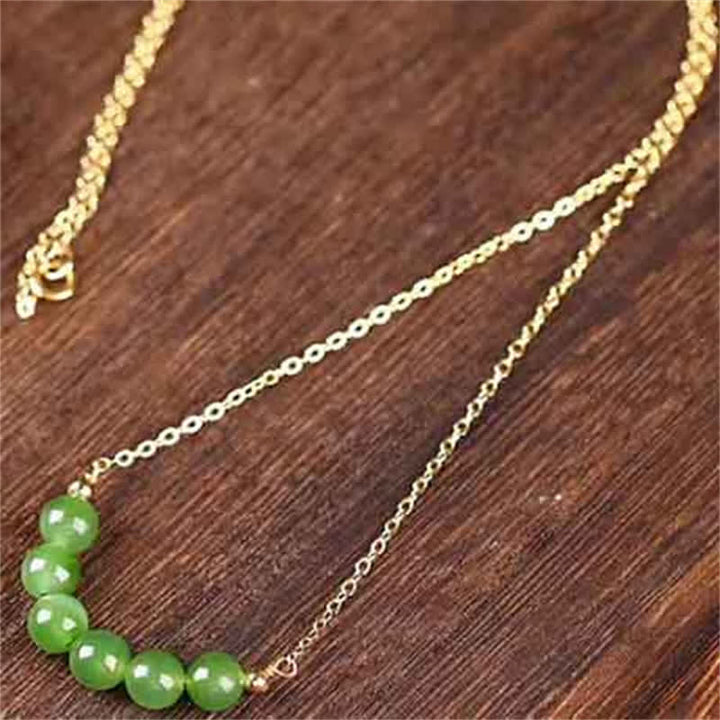 Collana con ciondolo portafortuna in giada ciano Hetian placcata in oro 14k