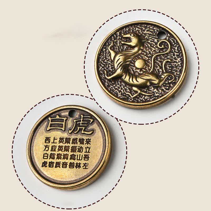 Buddha Stones Quattro Simboli Drago Azzurro Tigre Bianca Uccello Vermiglio Tartaruga Nera Portachiavi