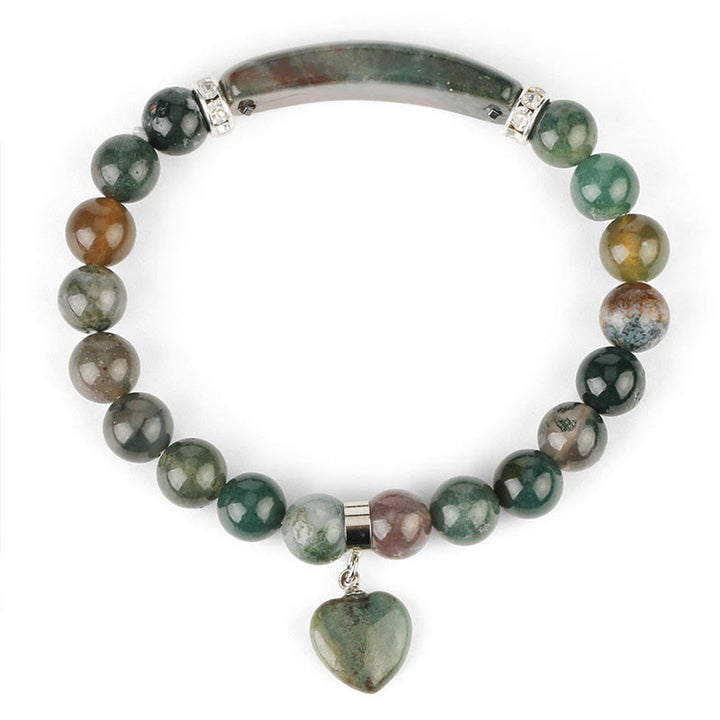 Braccialetto di perline curative con cuore d'amore in quarzo naturale Buddha Stones