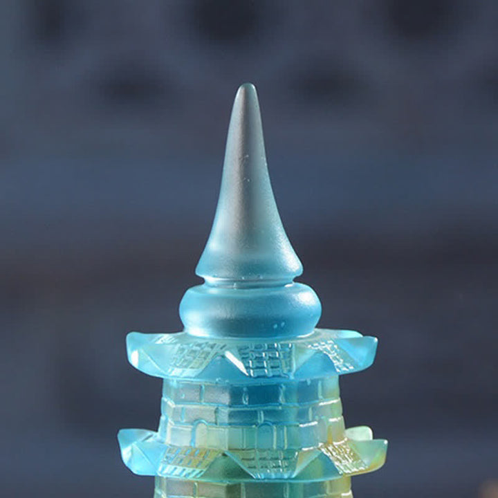Torre di Wenchang Feng Shui fatta a mano in cristallo Liuli Pagoda Pezzo d'arte Fortuna Decorazione per ufficio in casa - image 9