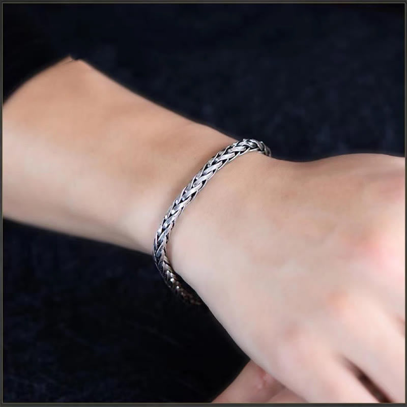 Bracciale con fibbia della ricchezza intrecciata a forma di chiglia di drago vintage Buddha Stones