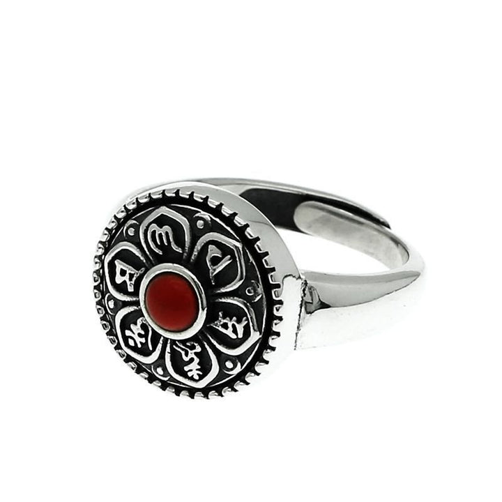 Anello girevole con Buddha Stones tibetano Om Mani Padme Hum Peace