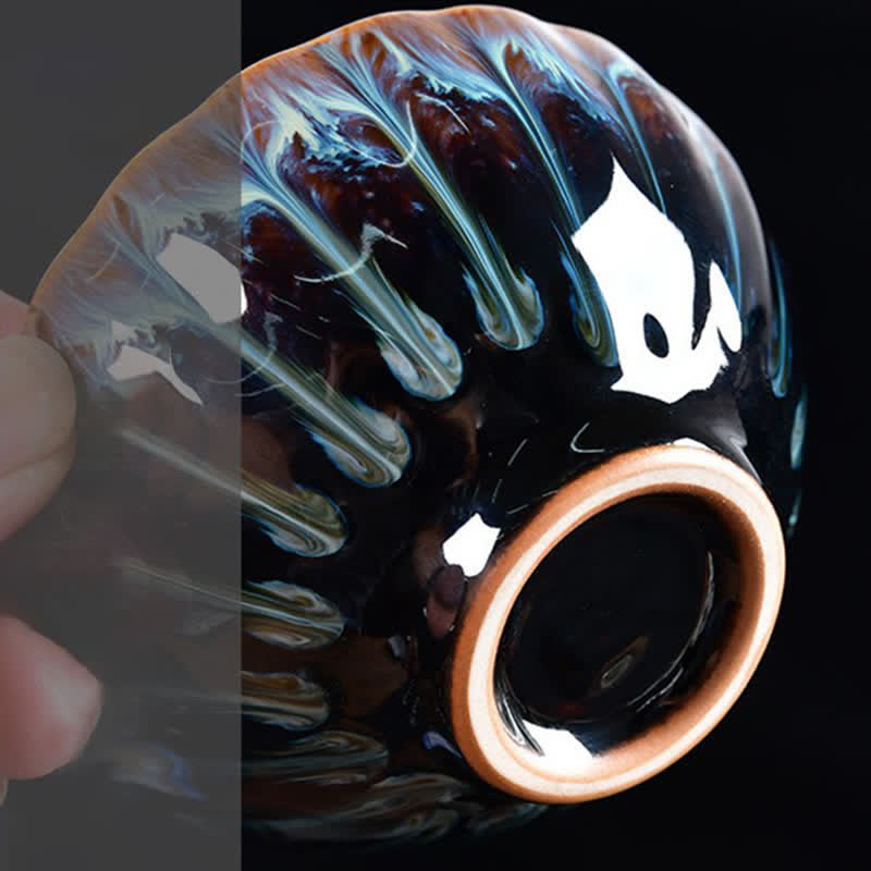 Buddha Stones Lotus Pavone Drago Fenice Koi Pesce Tazza da tè in ceramica Tazze da tè intarsiate 120ml - image 6