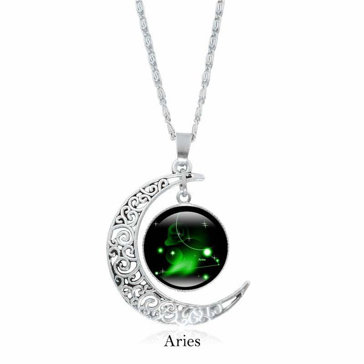 Buddha Stones Collana con ciondolo a catena con 12 costellazioni dello zodiaco e protezione della luna - Ariete - image 12