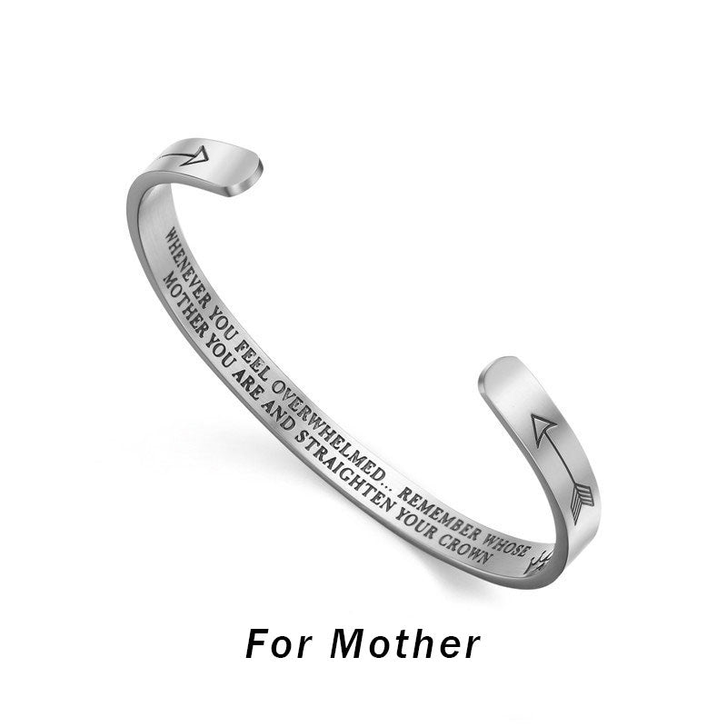 Braccialetti ispiratori Buddha Stones , regalo personalizzato per lei e lui, bracciale rigido con mantra inciso, gioielli a corona - Per la mamma - image 1