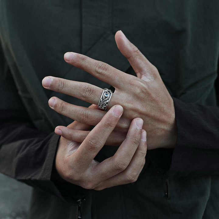 Anello regolabile con protezione in cristallo con occhio di Horus Buddha Stones - image 3