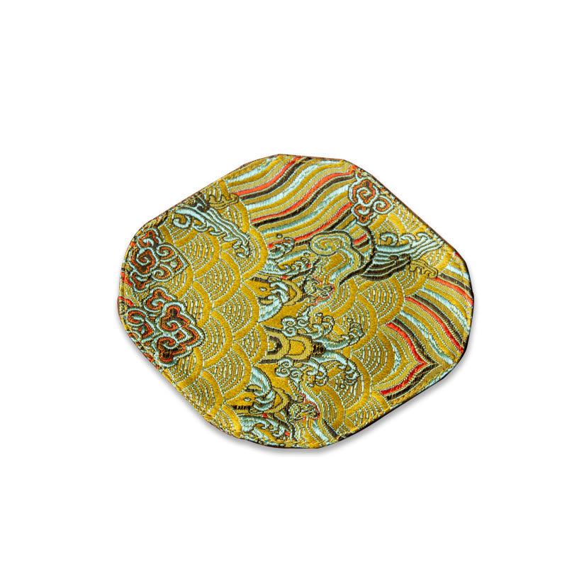 Buddha Stones Vintage Sea Wave Bamboo Plum Blossom Ricamato Tazza Sottobicchiere Tazza da Tè Kung Fu Tappetino da Tè