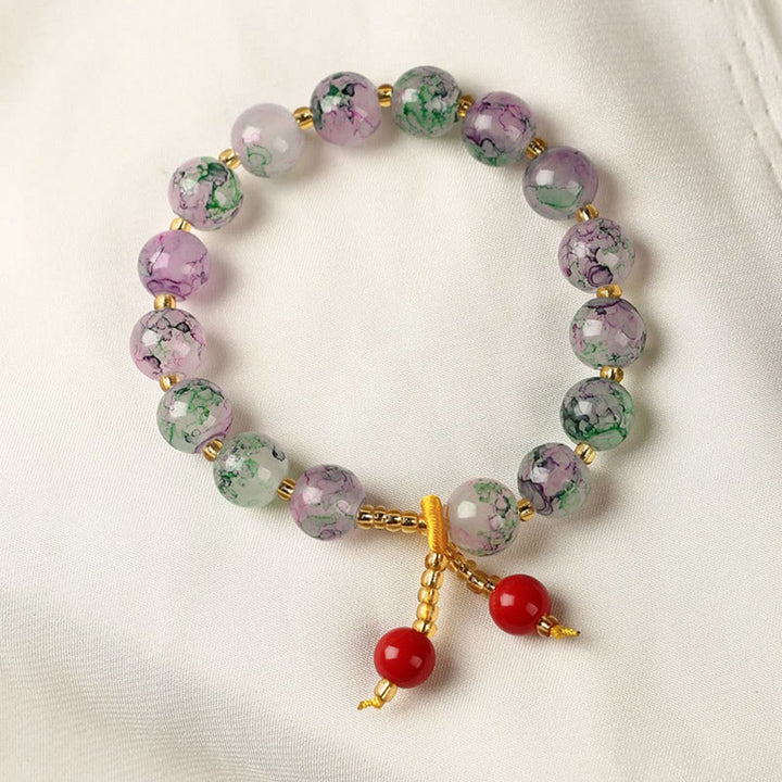 Braccialetto di armonia con perline di vetro Liuli Buddha Stones Blessing
