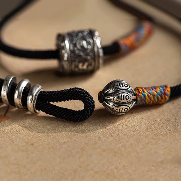 Braccialetto a doppio giro con amuleto intagliato in Buddha Stones tibetano Om Mani Padme Hum
