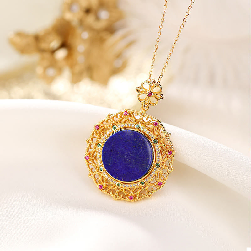 Collana con ciondolo positivo in lapislazzuli e lazurite placcata oro in argento sterling 925 Buddha Stones - Argento Sterling 925 e Lazurite - image 0