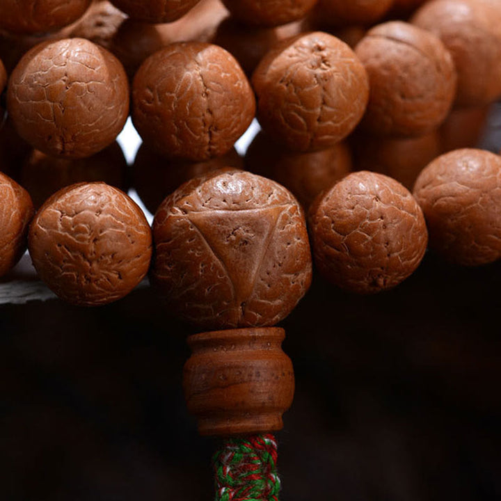 Buddha Stones 108 Mala Beads Nepal Bodhi Seed Fortuna Ricchezza Braccialetto con Nappa - image 6