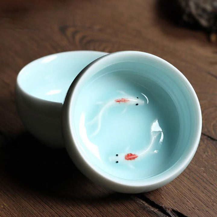 Buddha Stones Koi Fish colorato Tazza da tè in ceramica Kung Fu Tazza da tè Ciotola - image 30