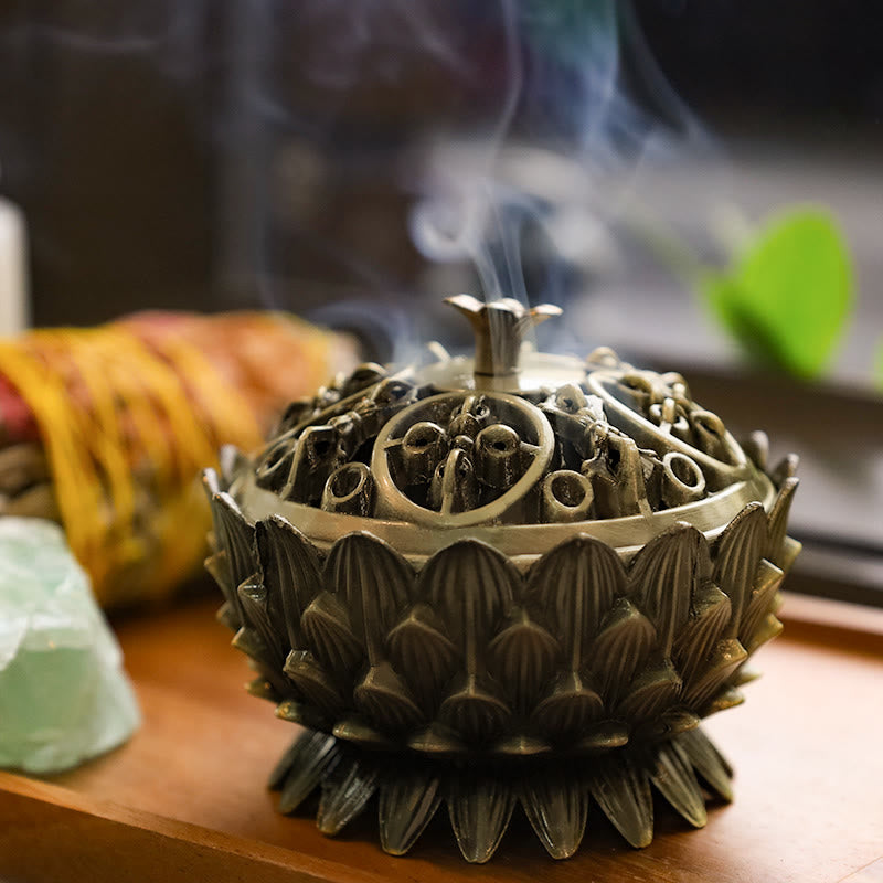 Buddha Stones Bruciatore di incenso purificante a forma di loto tibetano - image 7