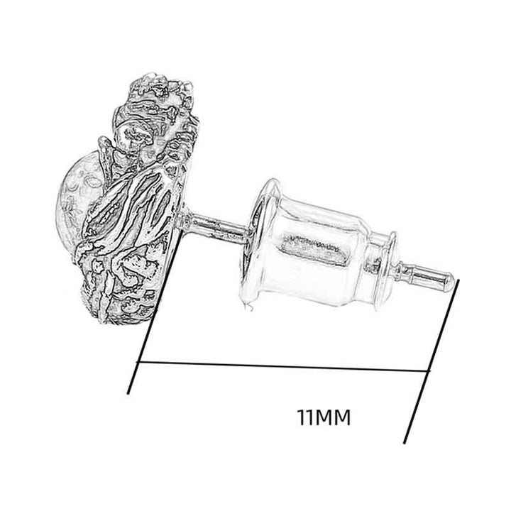 Orecchino a perno Buddha Stones 925 Sterling Silver Ambra naturale Drago Protezione Successo - image 11