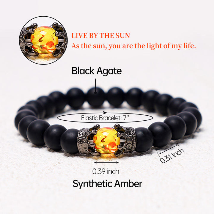 Buddha Stones Pietra naturale Corona del re e della regina Perline di energia curativa Bracciale di coppia