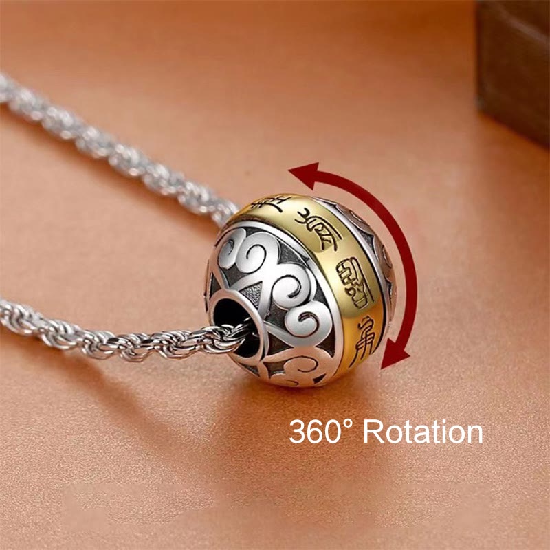 Collana con ciondolo girevole con amuleto inciso con mantra taoista a nove caratteri Buddha Stones Balance - image 3