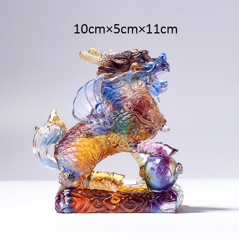 Feng Shui Kirin Fatto a mano Liuli Cristallo Arte Pezzo Fortuna Casa Ufficio Decorazione - Colorato - Kirin&Ball - image 2