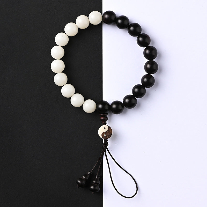 Buddha Stones Bracciale di protezione YinYang in ebano Decorazione
