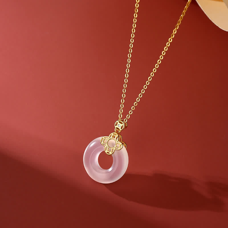 Collana pendente con Buddha Stones positivo in argento sterling 925 con moneta in calcedonio e fibbia per la pace - image 3