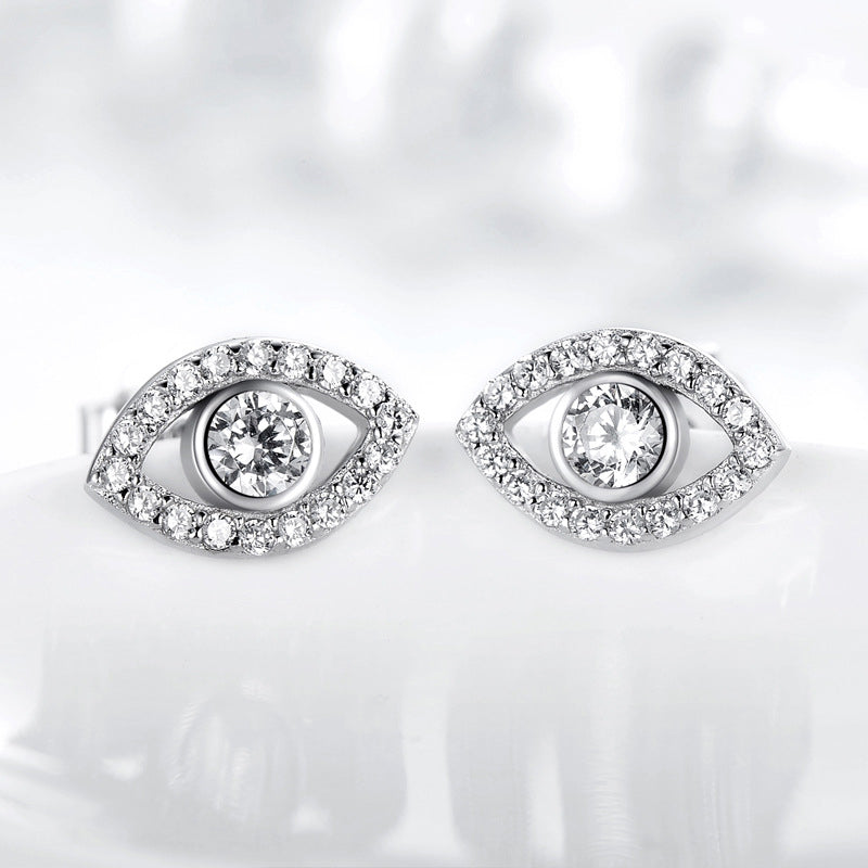 Orecchini a bottone con simbolo del malocchio in argento sterling 925 Buddha Stones - image 1