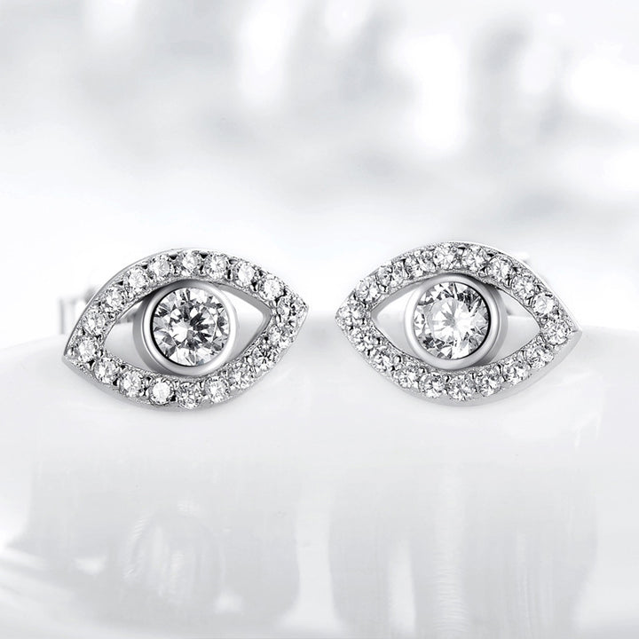 Orecchini a bottone con simbolo del malocchio in argento sterling 925 Buddha Stones - image 1