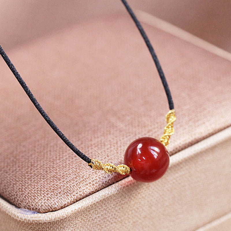 Buddha Stones Agata rossa naturale Calcedonio Autoaccettazione Fiducia String Bead Bracciale Collana Pendente