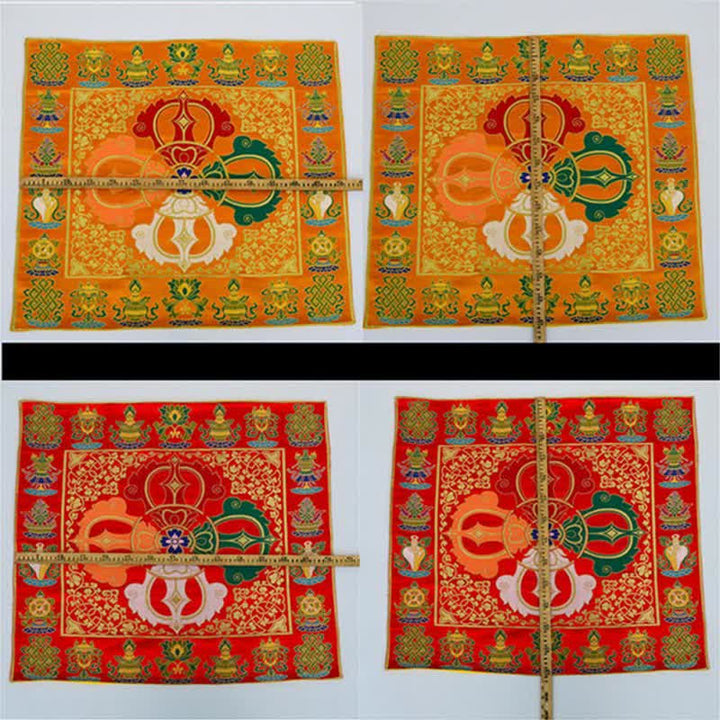 Tappetino da altare con preghiera a nodo infinito, meditazione curativa, 8 simboli di buon auspicio, runner da tavolo