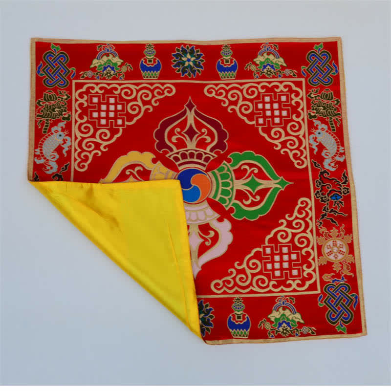 Tappetino da altare con preghiera a nodo infinito, meditazione curativa, 8 simboli di buon auspicio, runner da tavolo