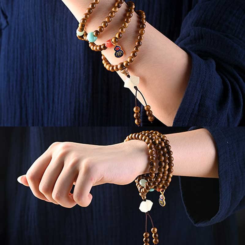 Braccialetto di protezione e calma in palissandro tibetano Buddha Stones Mala