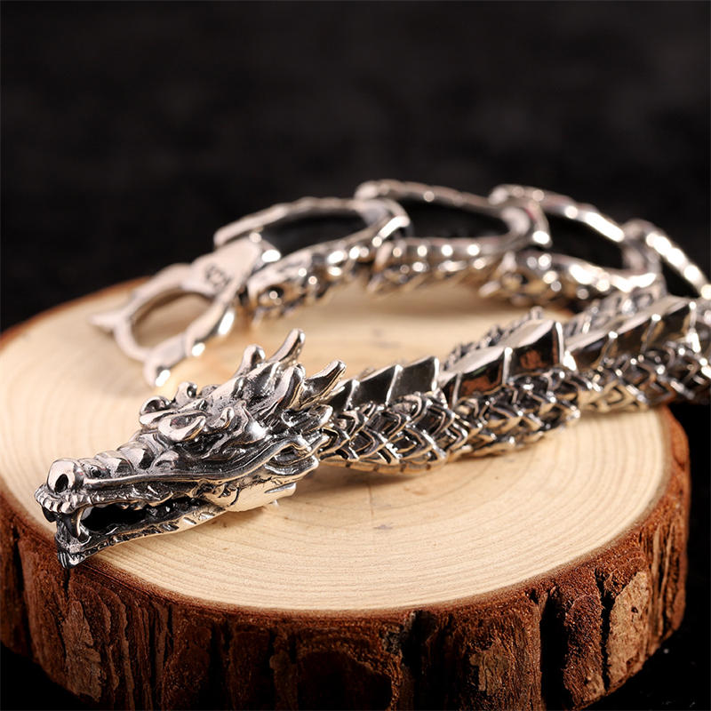 Buddha Stones Braccialetto in argento sterling 925 con drago, fortuna e successo - image 2