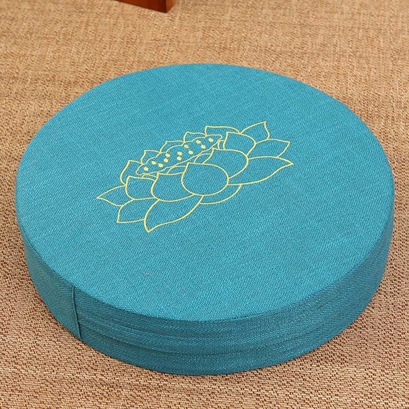 Cuscino per seduta da meditazione in cotone e lino con ricamo di loto Buddha Stones