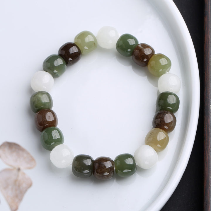 Braccialetto di benedizione della fortuna in giada sfumata Buddha Stones - Giada multicolore - image 8