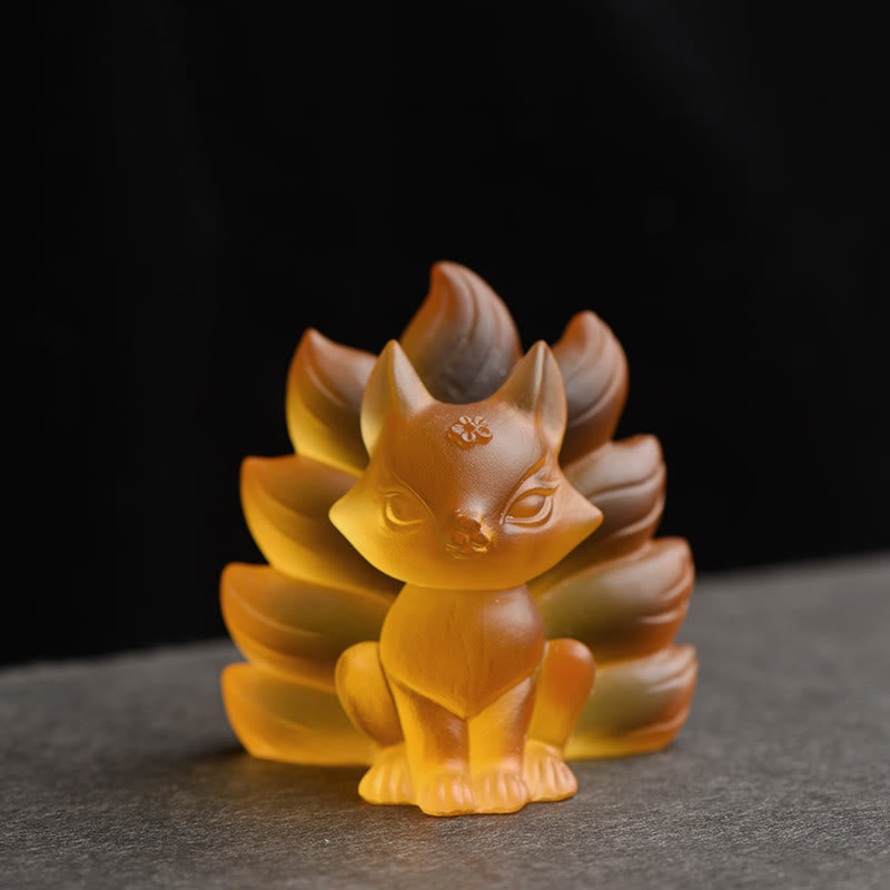 Buddha Stones Piccola Volpe a nove code Successo Forza Casa Figurina Decorazione - Giallo - Piccolo 58*55*45mm - image 10